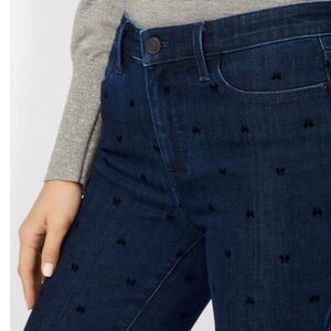 Dark Denim Jeans with Flocked Bows